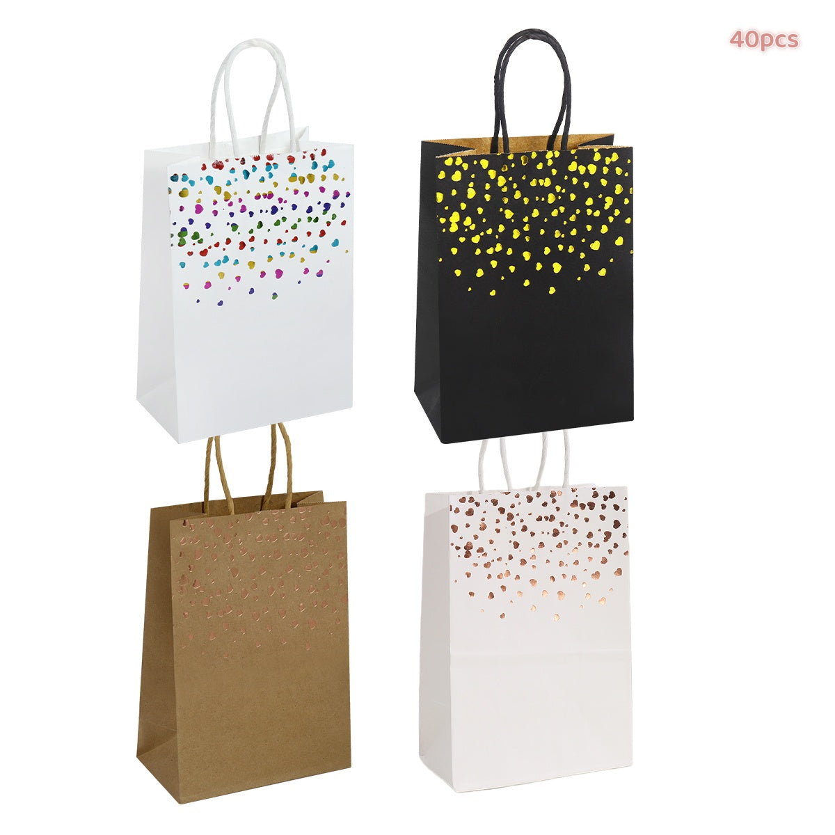 20/40pcs Heart Paper Gift Bags, Birthday Party Favor Bags for Kids, White Treat Bags,Suitable for weddings, birthdays and Christmas.
