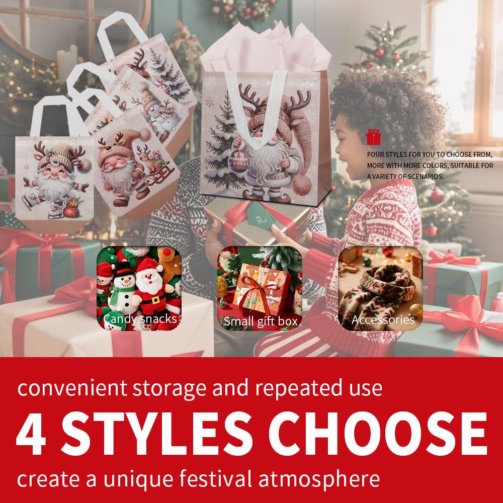 20pcs Christmas-themed gift bags, high-quality non-woven waterproof party gift bags with Santa Claus and snowman printed patterns, suitable as packaging bags for weddings, carnival nights, Thanksgiving, and holiday gifts.