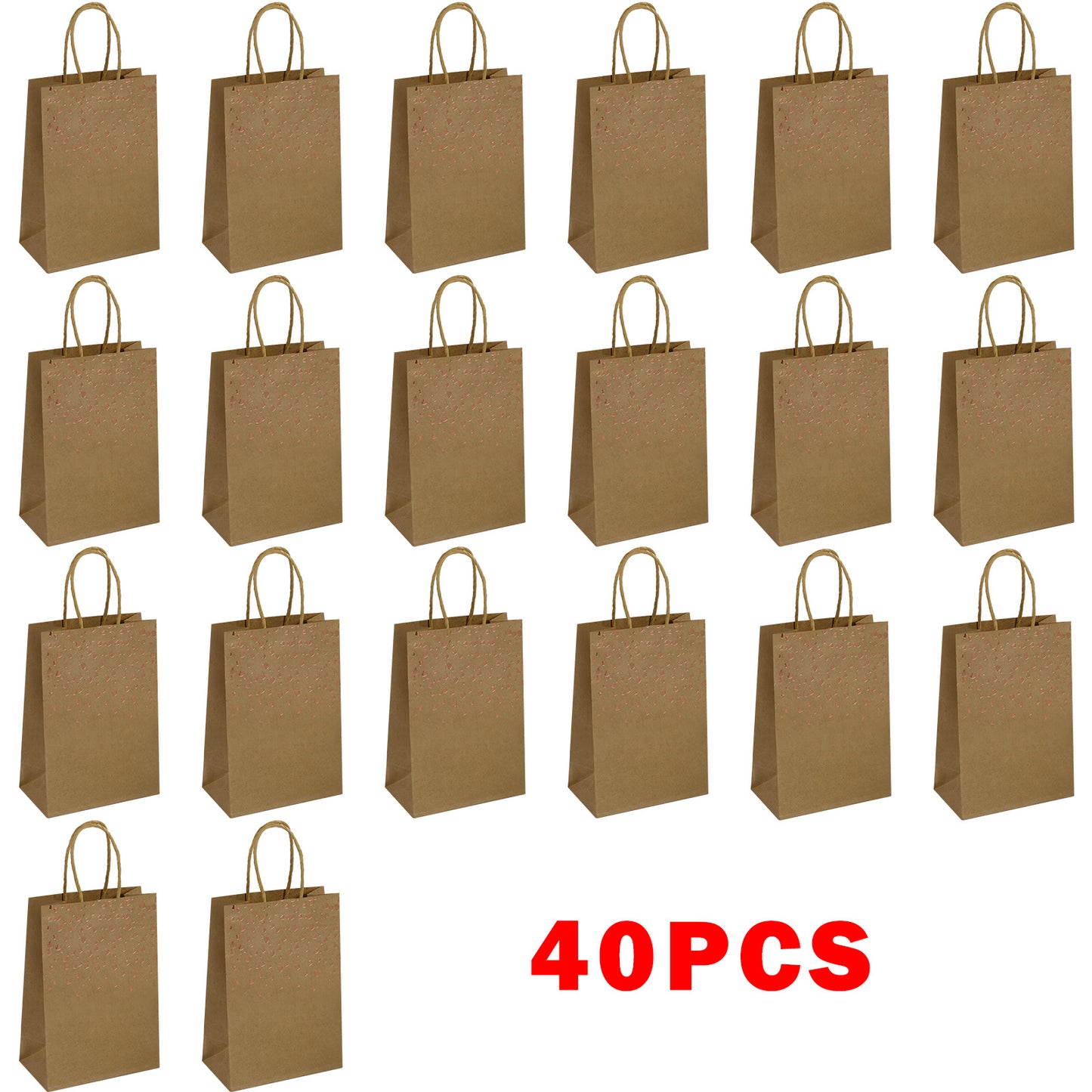 20/40 Pcs Brown Hot-Stamped Gift Bags, Thickened Material, Reusable Tote Bags, Perfect for Birthday Parties, Mother’s Day, Valentine’s Day, Weddings and Baby Feasts