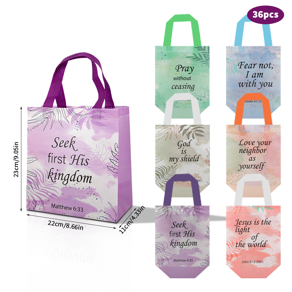 18/36pcs Religious Gift Bags with Bible Verses, Inspirational Christian Bags for Easter, Baptism, Church Party Favors