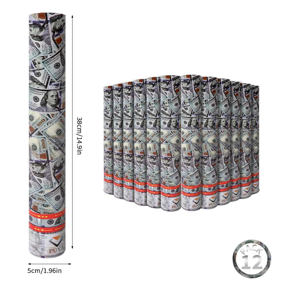 4/12pcs Money Confetti Cannon, Cash Poppers for Birthday, Graduation, New Year Eve Party Supplies, Fake 100 Dollar Bill Poppers for Surprise Gift