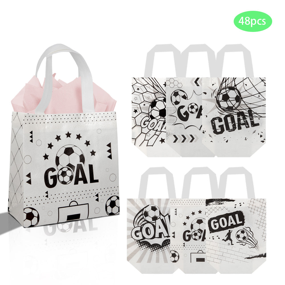 24/48pcs Soccer Party Favor Bags, Black and White Soccer Gift Bags for Kids Birthday Party Supplies, Soccer Ball Goody Bags for Team Party