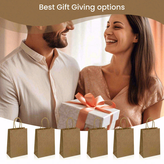 20/40 Pcs Brown Hot-Stamped Gift Bags, Thickened Material, Reusable Tote Bags, Perfect for Birthday Parties, Mother’s Day, Valentine’s Day, Weddings and Baby Feasts