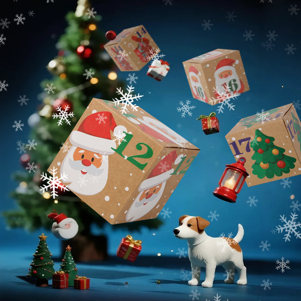 Christmas Advent Calendar Boxes, 24 Days Kraft Paper Countdown Calendar Kit for Kids, Christmas Party Favors, Classroom Gifts