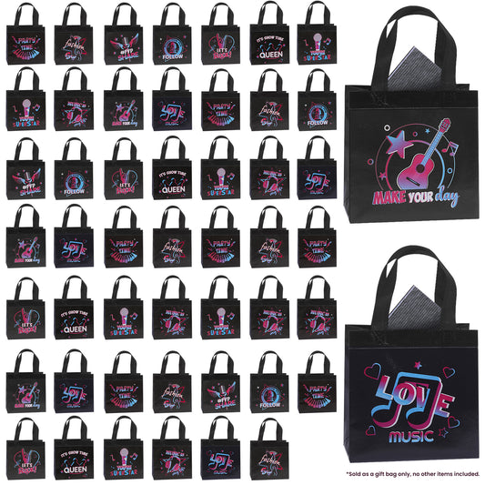 50pcs Music Party Favor Bags, Rock Concert Candy Bags, Non Woven Gift Bags for Birthday Party, Music Lover Party Supplies
