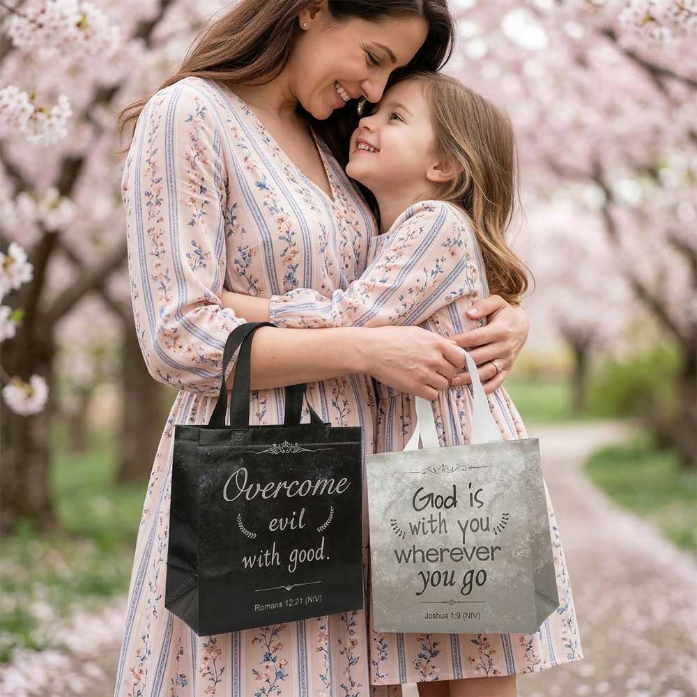 18/36pcs Christian Gift Bags with Bible Verses, Non Woven Tote Bags for Church, Bible Study, Baptism Party Favors