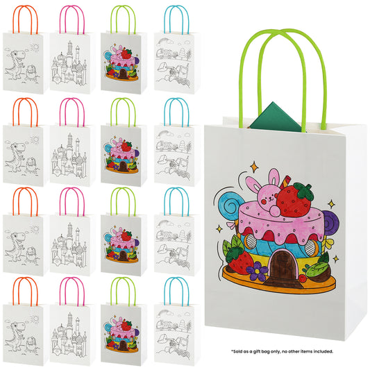 16/32pcs Color Your Own Gift Bags for Kids, DIY Coloring Party Favor Bags, Birthday Party Supplies, Creative Art Activity for Children