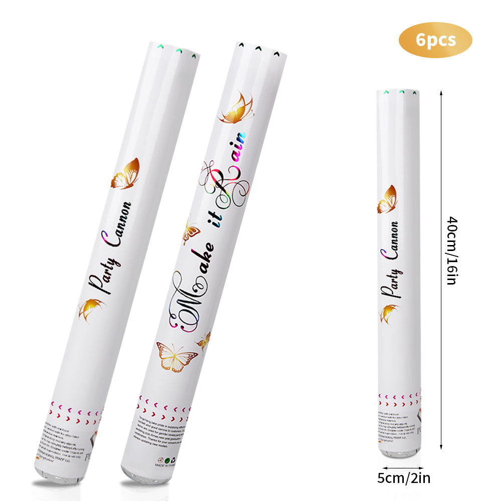 6/12pcs Confetti Cannon,Party Poppers for Wedding, Birthday, Gender Reveal, Baby Shower, Graduation Party Supplies, Make it Rain, Butterfly Design