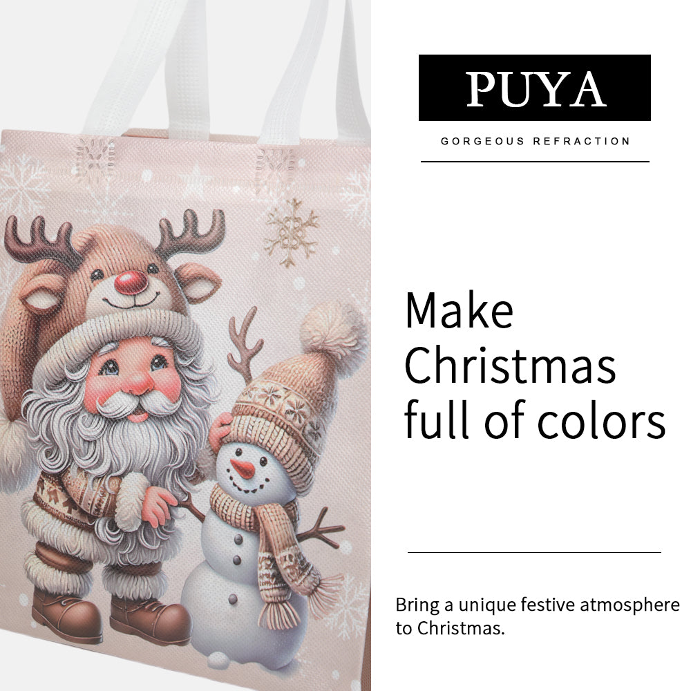 20pcs Christmas-themed gift bags, high-quality non-woven waterproof party gift bags with Santa Claus and snowman printed patterns, suitable as packaging bags for weddings, carnival nights, Thanksgiving, and holiday gifts.