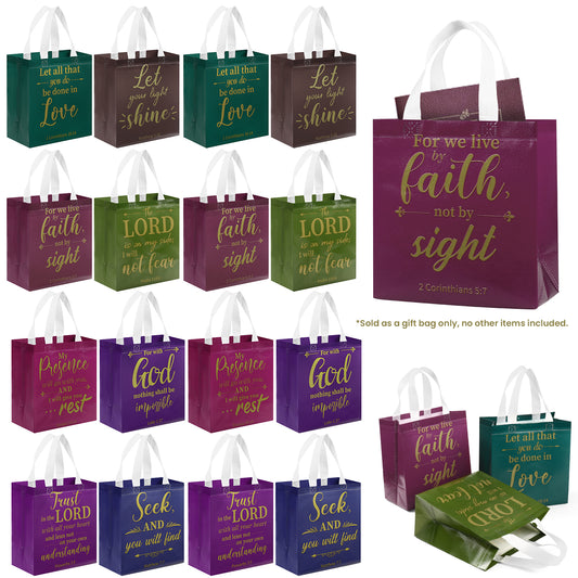 16/40pcs Christian Bible Verse Gift Bags, Reusable Plastic Tote for Church, Baptism, Communion, Party Favor