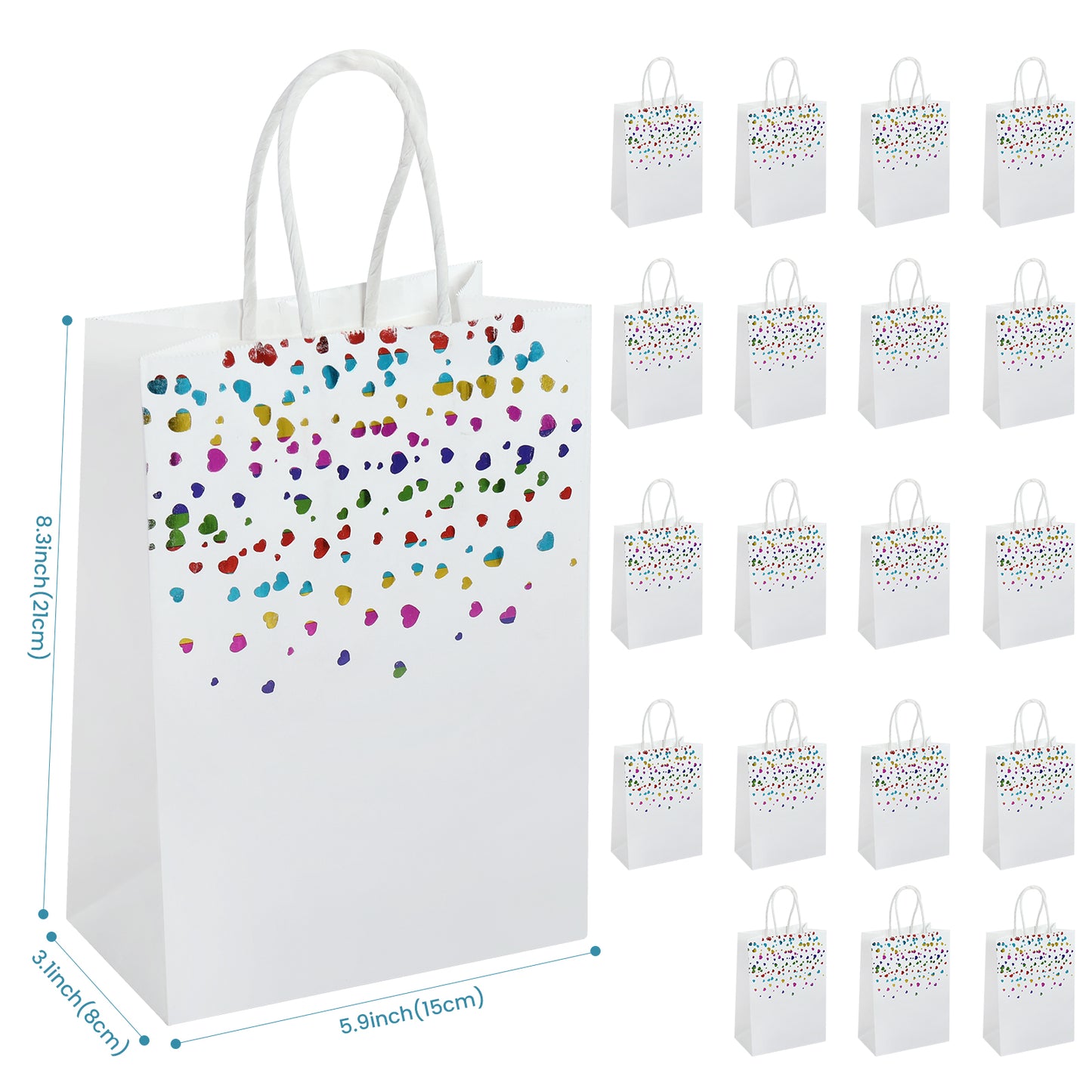 20/40pcs Colorful Hearts Gift Bags, Perfect for Birthday Party Favor, Valentine's Day, Wedding, Goodie Bags