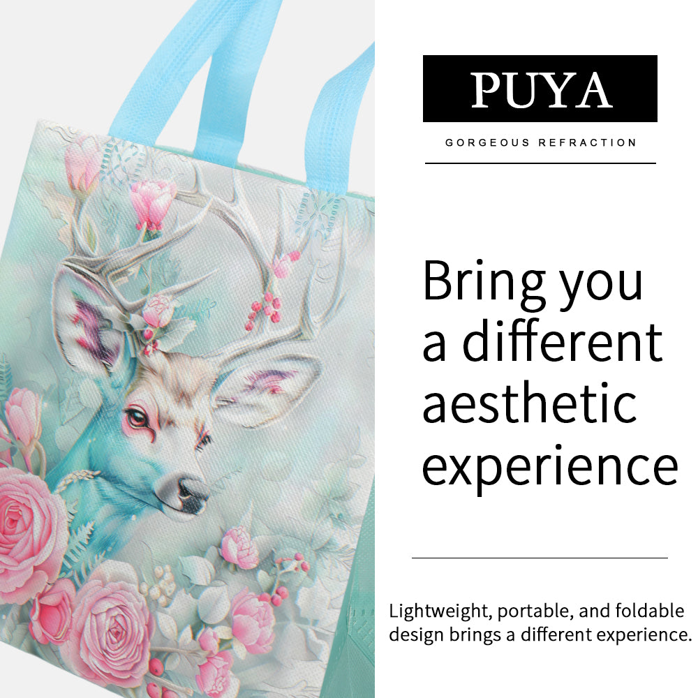 40pcs of preferred gift packaging bags for the Christmas season, elk and floral themed gift bags with soft color matching, reusable gift bags for Christmas parties.