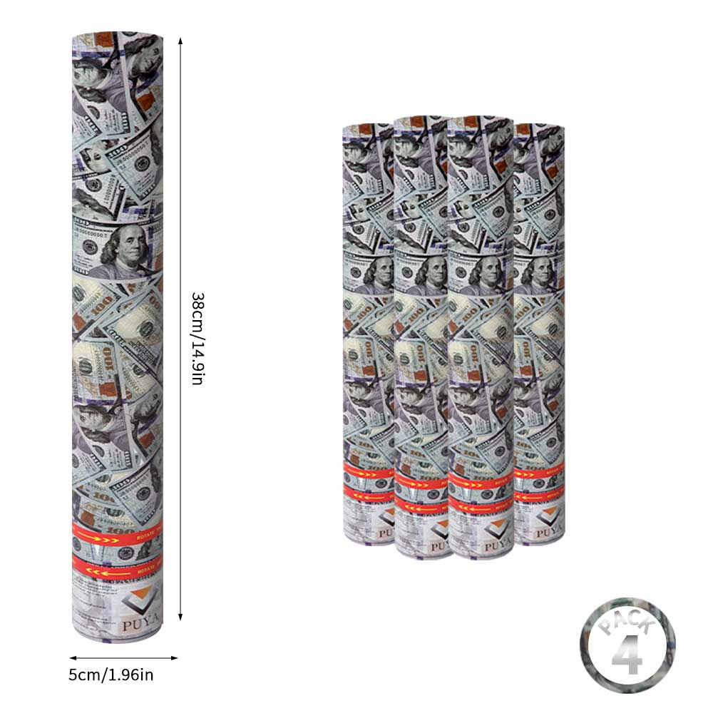 4/12pcs Money Confetti Cannon, Cash Poppers for Birthday, Graduation, New Year Eve Party Supplies, Fake 100 Dollar Bill Poppers for Surprise Gift