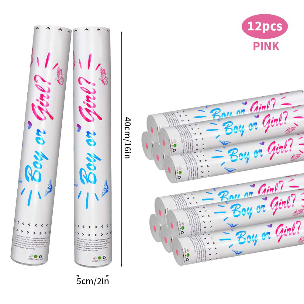 6/12pcs Gender Reveal Confetti Cannons, Pink and Blue Boy or Girl Party Poppers for Baby Shower Reveal Party Supplies, Fun Celebration Favors