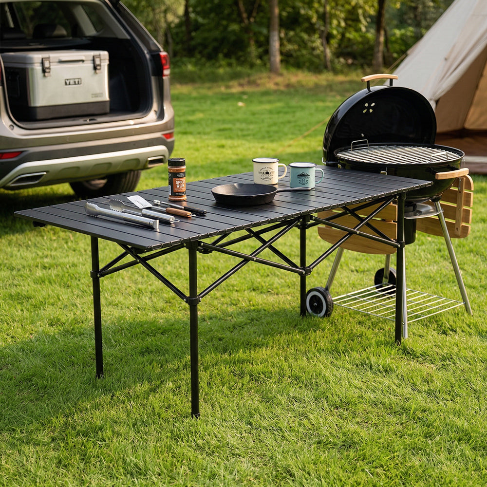 1 Piece Portable Folding Camping Table, Lightweight Aluminum Picnic Table for Outdoors, Backyard, Beach, Tailgate, BBQ