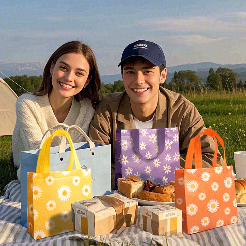 24/48pcs Daisy Gift Bags, Small Reusable Tote Bags for Birthday Party Favor, Wedding Goodie Bags