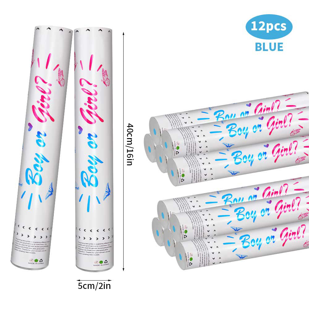 6/12pcs Gender Reveal Confetti Cannons, Pink and Blue Boy or Girl Party Poppers for Baby Shower Reveal Party Supplies, Fun Celebration Favors