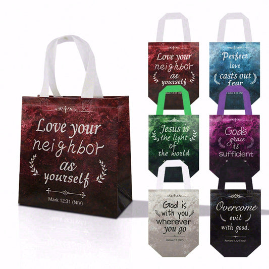 18/36pcs Christian Gift Bags with Bible Verses, Non Woven Tote Bags for Church, Bible Study, Baptism Party Favors