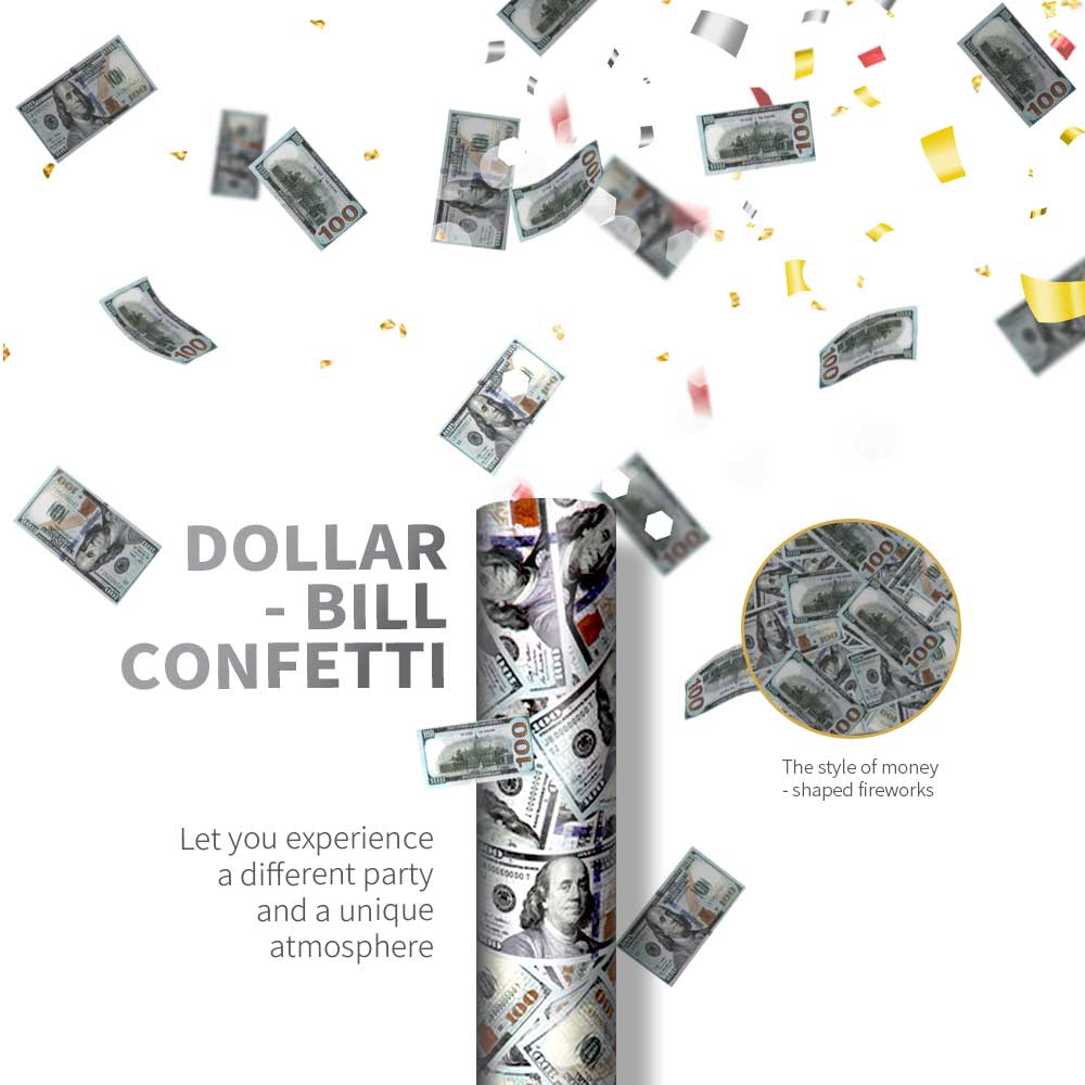 4/12pcs Money Confetti Cannon, Cash Poppers for Birthday, Graduation, New Year Eve Party Supplies, Fake 100 Dollar Bill Poppers for Surprise Gift