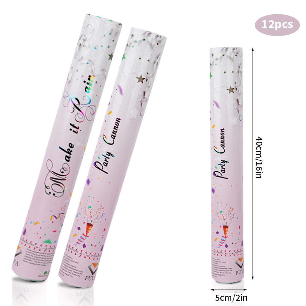 6/12pcs Confetti Cannon, Make it Rain Party Poppers for Birthday Wedding Graduation Party Supplies, Pink Glitter Confetti Popper