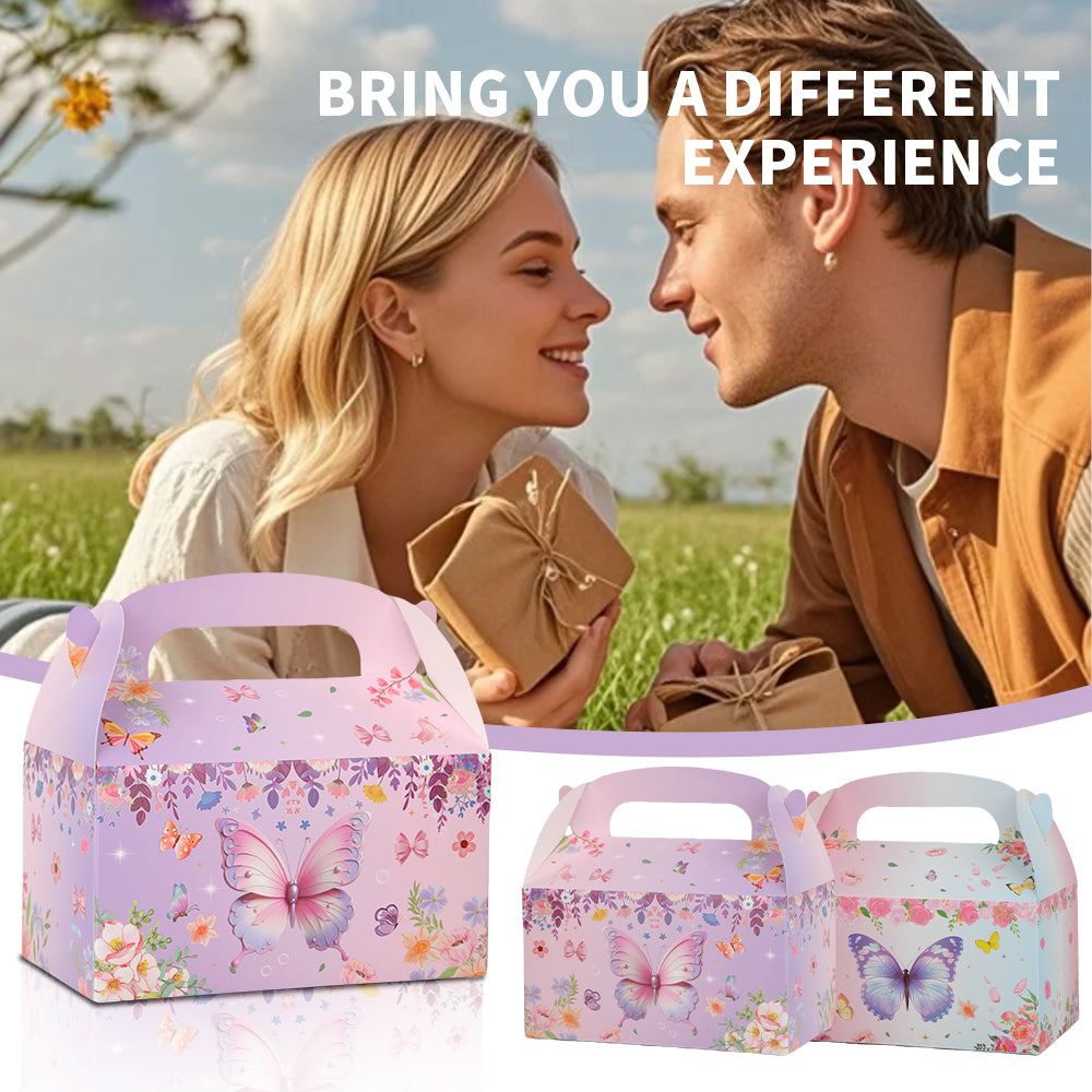 16/32pcs Butterfly Favor Boxes, Pastel Floral Party Gift Boxes for Wedding, Birthday, Baby Shower, Easter Candy Boxes with Handle