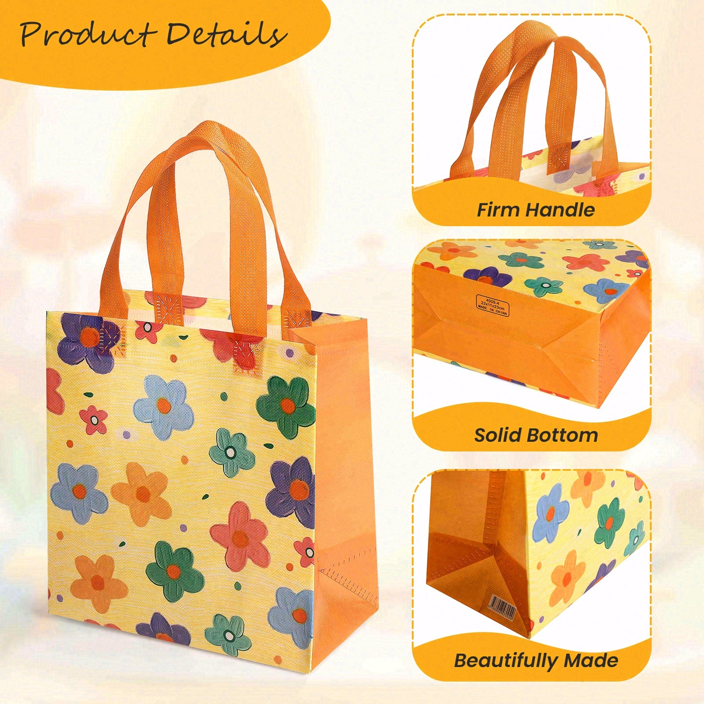 20/40pcs Floral Gift Bags, Small Flower Tote Bags for Birthday Party Favors, Cute Spring Wedding Gift Totes
