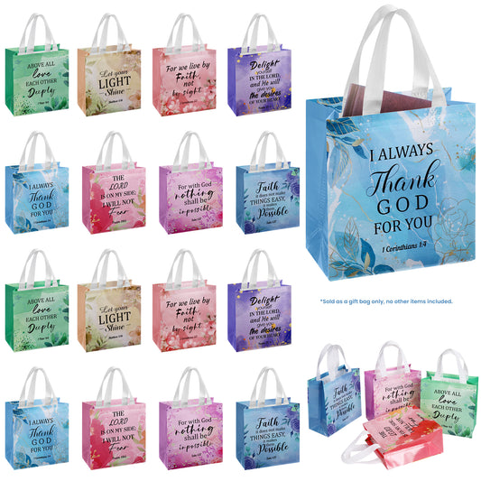 16/40pcs Christian Gift Bags with Handles Bible Verse Church Baptism Party Bags Reusable Inspirational