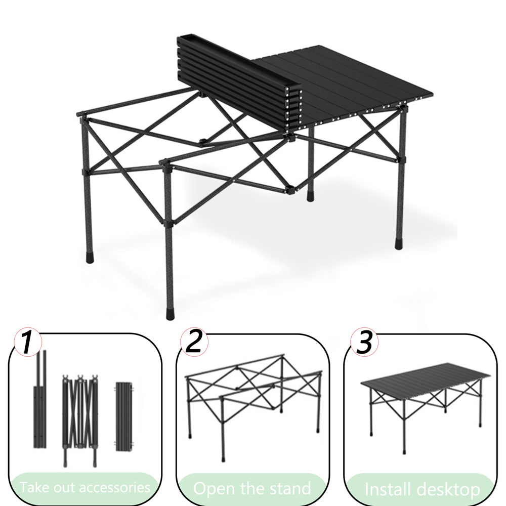 1 Piece Portable Folding Camping Table, Lightweight Aluminum Picnic Table for Outdoors, Backyard, Beach, Tailgate, BBQ