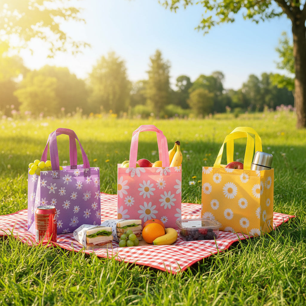 24/48pcs Daisy Gift Bags, Small Reusable Tote Bags for Birthday Party Favor, Wedding Goodie Bags