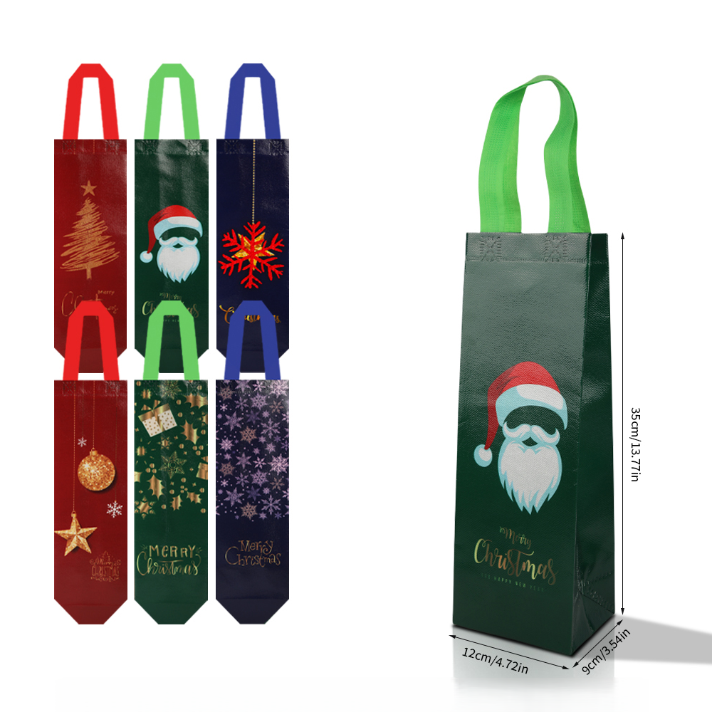 20pcs Christmas Wine Bag for Bottle, Reusable Non-woven Wine Bottle Carrier, Santa Claus Design, Christmas Party Supplies, Gift Bag for Wine Lovers