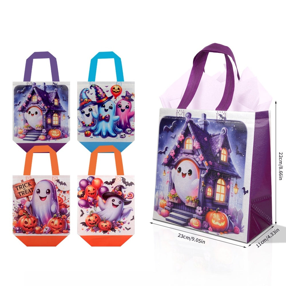20/40pcs Halloween Treat Bags with Handles, Cute Ghost and Pumpkin Design, Trick or Treat Goodie Bags for Kids Party Favor Supplies