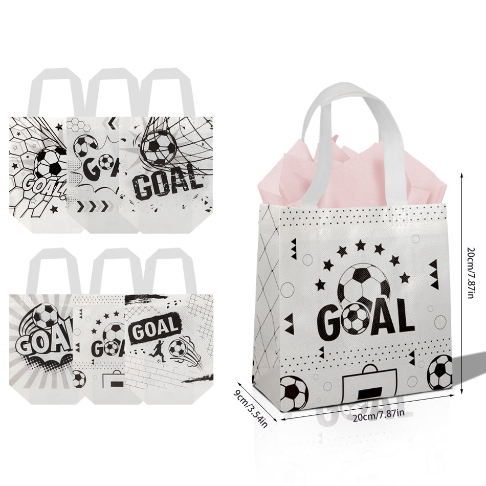24/48pcs Soccer Party Favor Bags, Black and White Soccer Gift Bags for Kids Birthday Party Supplies, Soccer Ball Goody Bags for Team Party