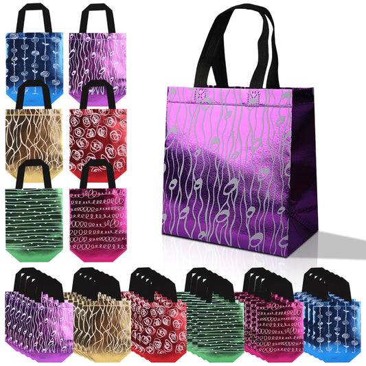 16/32pcs Shiny Laser Party Favor Bags, Reusable Non Woven Goodie Bags for Birthday Wedding Christmas (Assorted Colors)