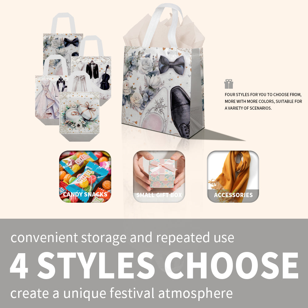 20/40pcs Elegant Wedding Gift Bags, Wedding Dress & Tuxedo Theme Favor Bags for Bridal Shower Party