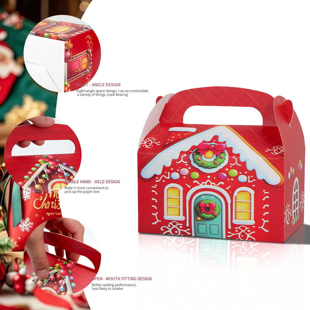 16/32pcs Christmas Gingerbread House Gift Box,Holiday Party Favor Boxes for Candy, Cookies,Christmas Gift Packaging