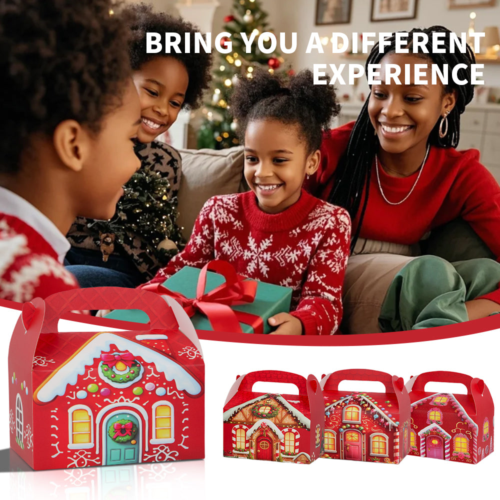 16/32pcs Christmas Gingerbread House Gift Box,Holiday Party Favor Boxes for Candy, Cookies,Christmas Gift Packaging