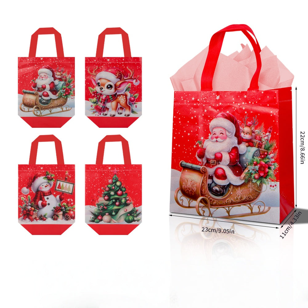 20pcs Christmas Holiday Gift Bags, Red Christmas Element Printed Tote Bags, Holiday Gift-Giving Bags, Large-Capacity Waterproof Shopping Bags, Gift Wrapping Bags – An Excellent Choice for Christmas, Valentine's Day and New Year's Eve