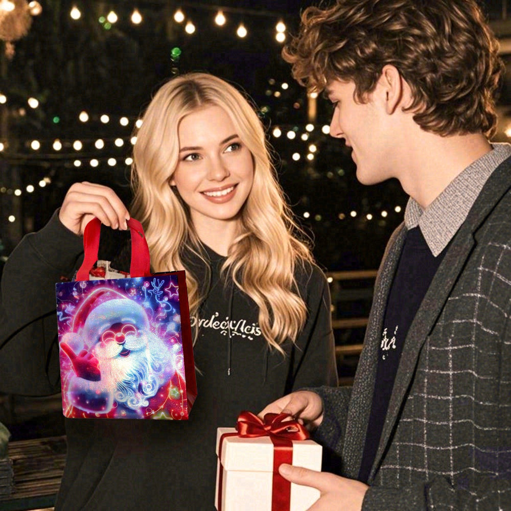 16/32pcs Christmas Gift Bags, Neon Glow Reusable Holiday Tote Bags with Handles for Kids Party Candy Treats