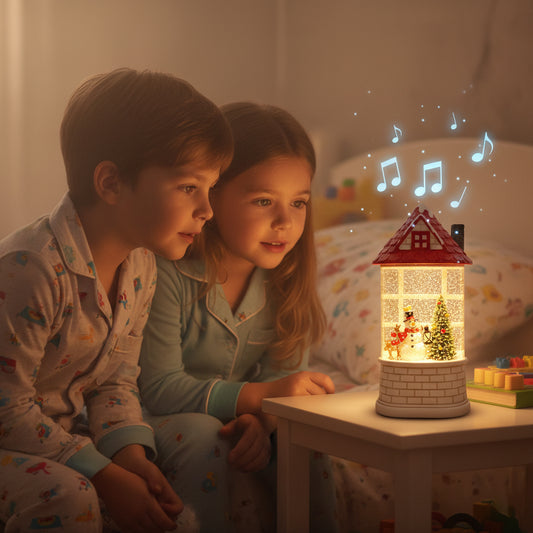 1 Piece Christmas Snow Globe House with Snowman and Tree, Lighted Indoor Holiday Decoration for Home