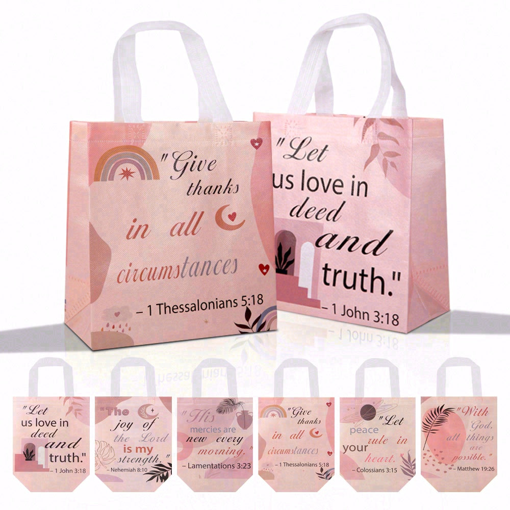 20/40pcs Christian Gift Bags with Bible Verses, Pink Watercolor Religious Gift Bags for Baptism, Communion, Easter, Mother's Day, Church Favors