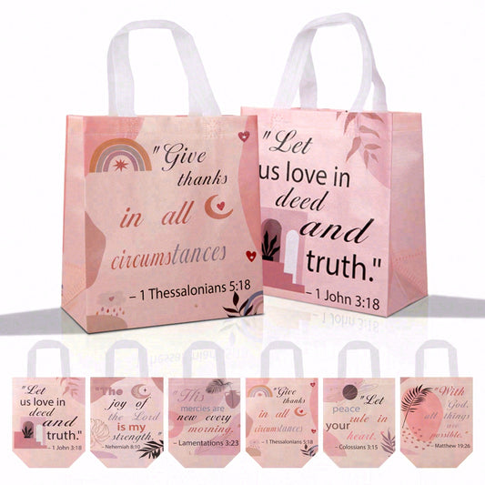 20/40pcs Christian Gift Bags with Bible Verses, Pink Watercolor Religious Gift Bags for Baptism, Communion, Easter, Mother's Day, Church Favors