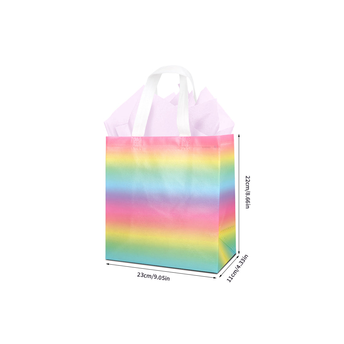 20/40pcs Rainbow Gift Bags, Non Woven Reusable Party Favor Bags with Handles for Birthday, Easter