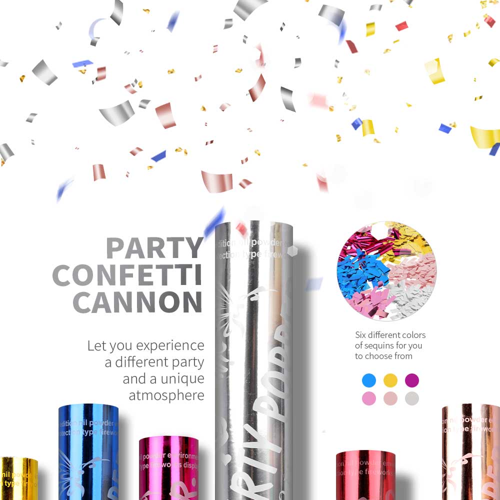 6/12pcs  Confetti Cannon, Push Pop Party Poppers for Wedding, Gender Reveal, Birthday, New Year's Eve, No Fireworks, Indoor Safe