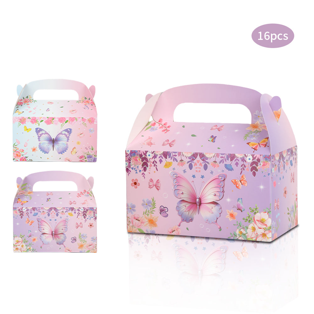 16/32pcs Butterfly Favor Boxes, Pastel Floral Party Gift Boxes for Wedding, Birthday, Baby Shower, Easter Candy Boxes with Handle