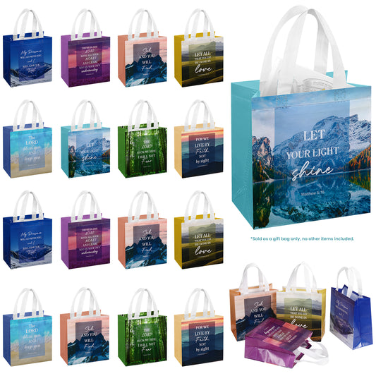16/40pcs Christian Gift Bags,Bible Verse & Scenery Design,Church Baptism, Birthday, Easter