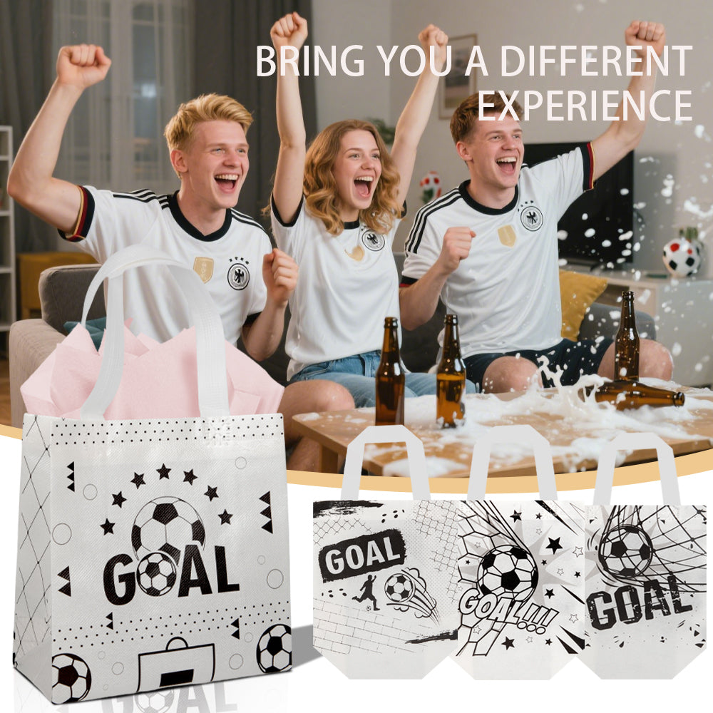 24/48pcs Soccer Party Favor Bags, Black and White Soccer Gift Bags for Kids Birthday Party Supplies, Soccer Ball Goody Bags for Team Party