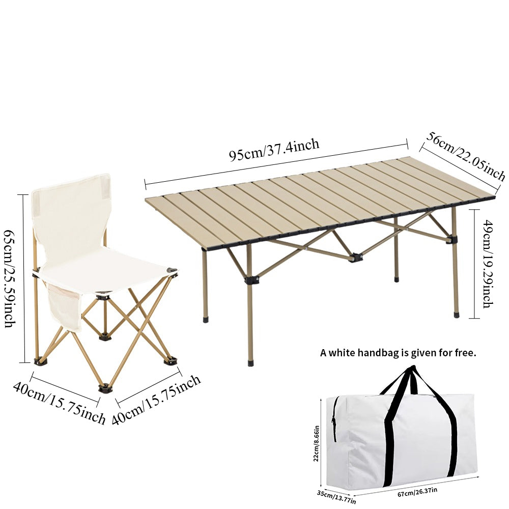 5 Piece Camping Table and Chairs Set, Portable Folding Picnic Table with 4 Chairs, Lightweight  Outdoor Furniture for Backyard, Beach, Tailgate, RV Camping