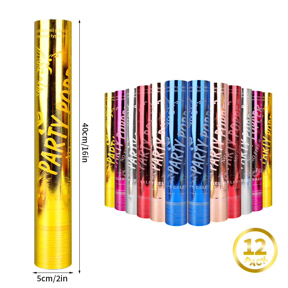 6/12pcs  Confetti Cannon, Push Pop Party Poppers for Wedding, Gender Reveal, Birthday, New Year's Eve, No Fireworks, Indoor Safe
