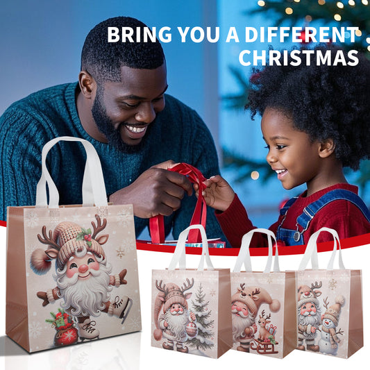 20pcs Christmas-themed gift bags, high-quality non-woven waterproof party gift bags with Santa Claus and snowman printed patterns, suitable as packaging bags for weddings, carnival nights, Thanksgiving, and holiday gifts.
