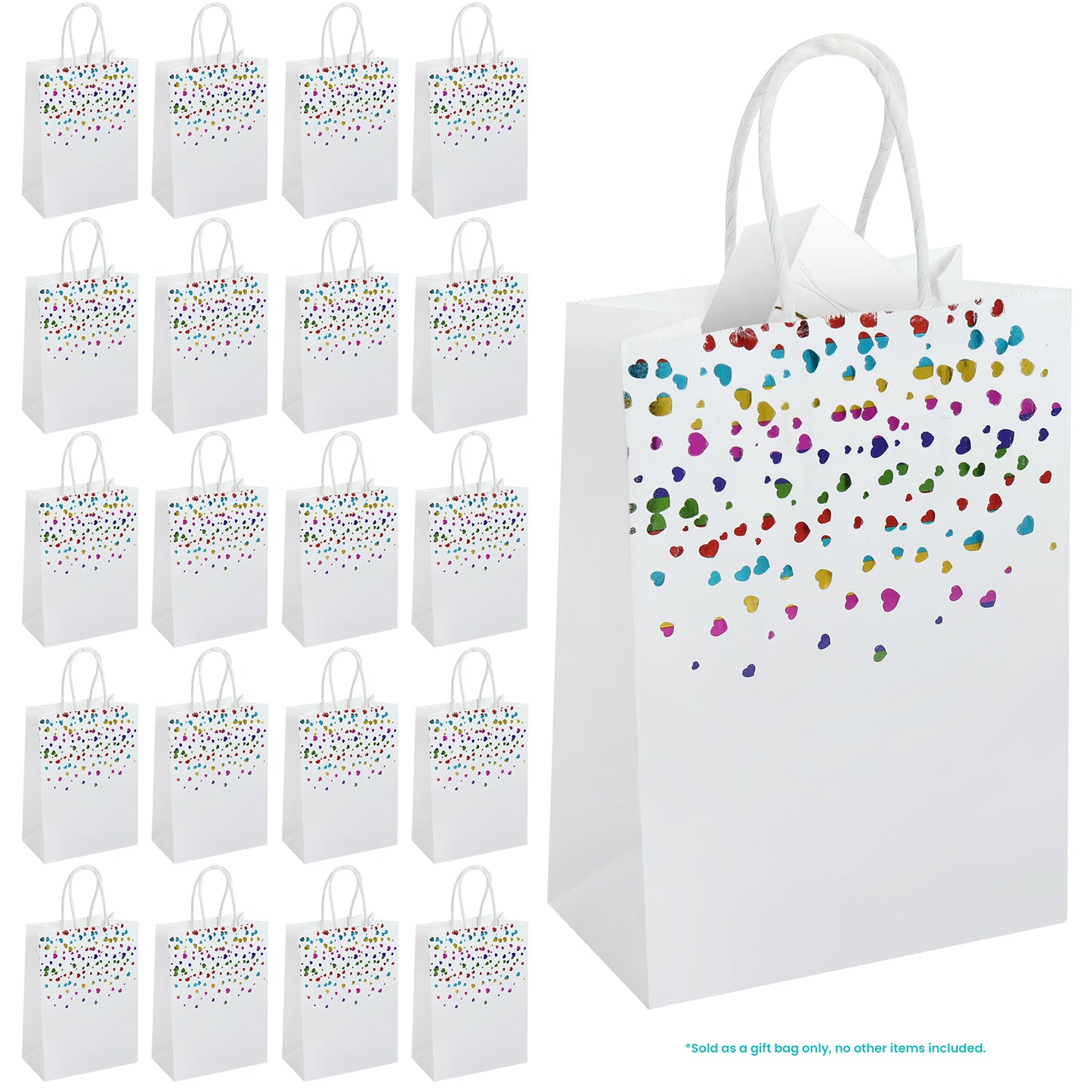 20/40pcs Colorful Hearts Gift Bags, Perfect for Birthday Party Favor, Valentine's Day, Wedding, Goodie Bags